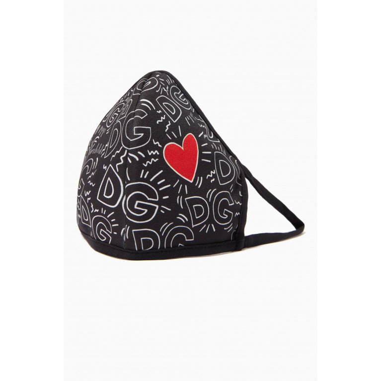 Dolce & Gabbana - Face Mask with Logo & Heart in Neoprene
