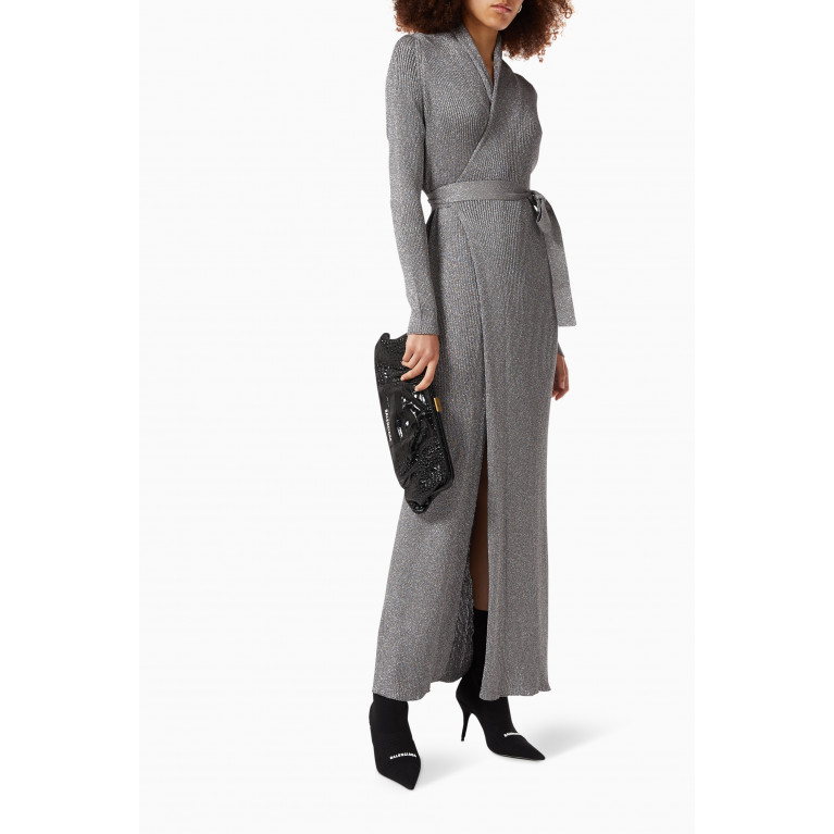 Balenciaga - Wrap Maxi Dress in Lurex Rib Knit