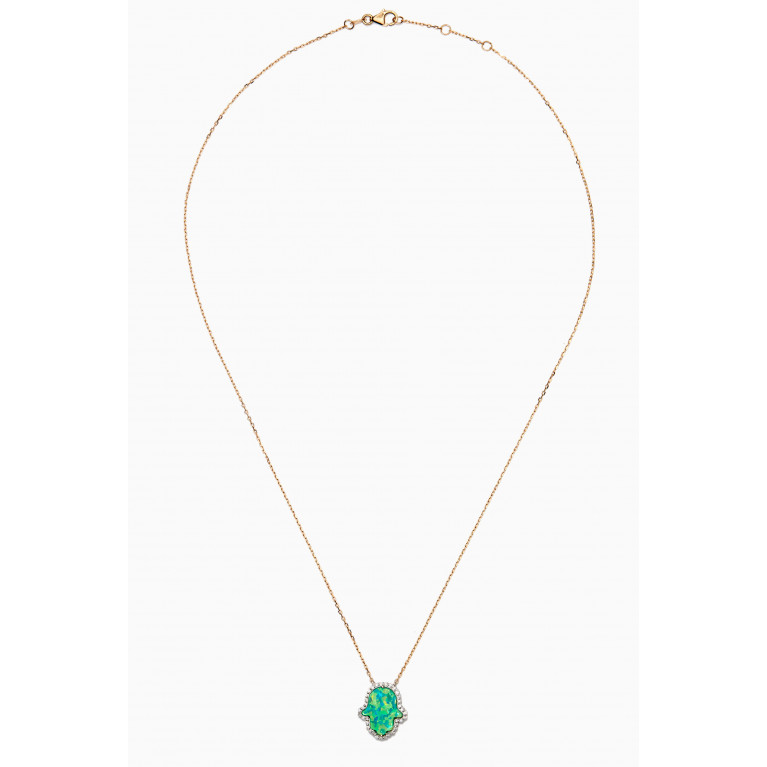 The Golden Collection - Hamsa Necklace with Diamonds in 18kt Yellow Gold Silver