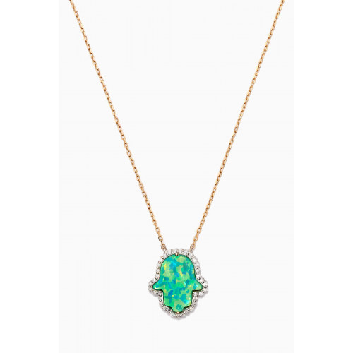 The Golden Collection - Hamsa Necklace with Diamonds in 18kt Yellow Gold Silver