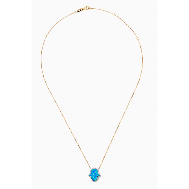 The Golden Collection - Hamsa Necklace with Diamonds in 18kt Yellow Gold Yellow