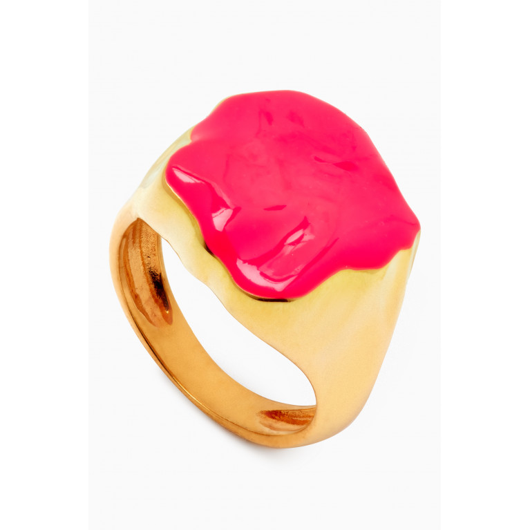 Joanna Laura Constantine - Feminine Waves Signet Ring in Gold Plating Pink