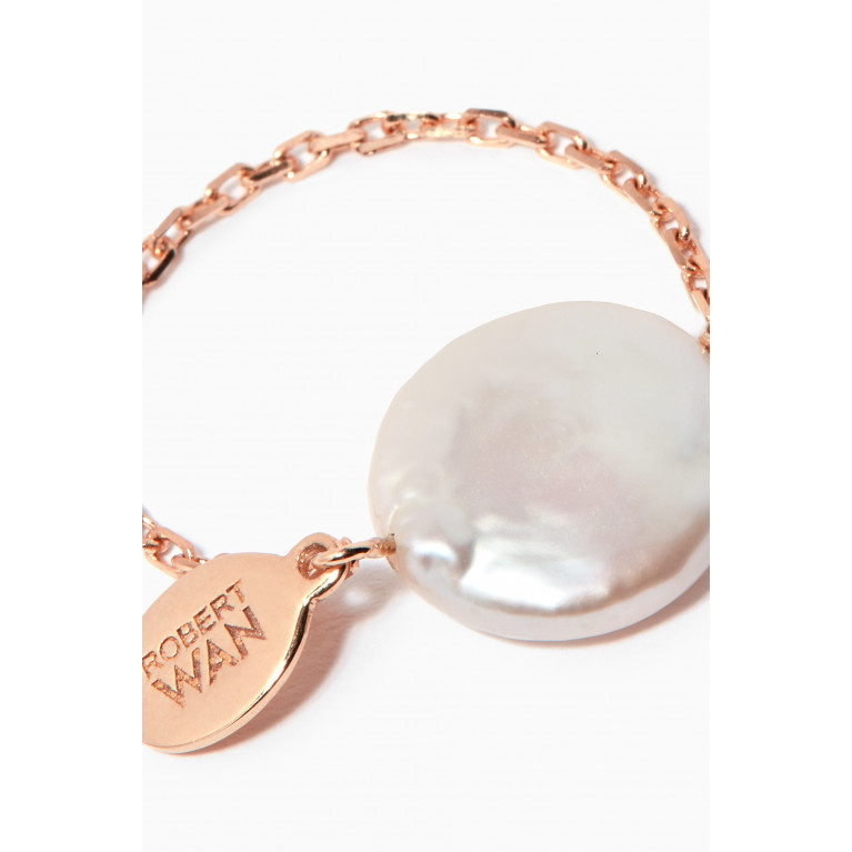 Robert Wan - Disc Pendant Mother of Pearl Chain Ring in 18kt Rose Gold