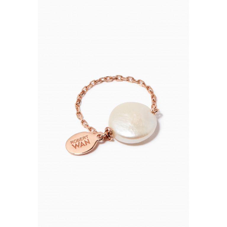Robert Wan - Disc Pendant Mother of Pearl Chain Ring in 18kt Rose Gold
