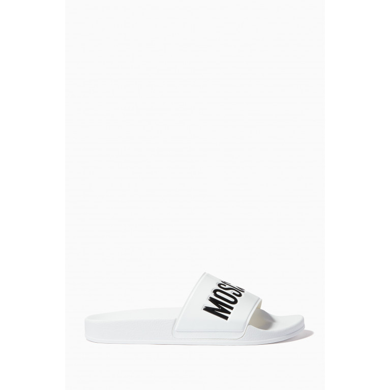 Moschino - Logo Pool Slides in Rubber White