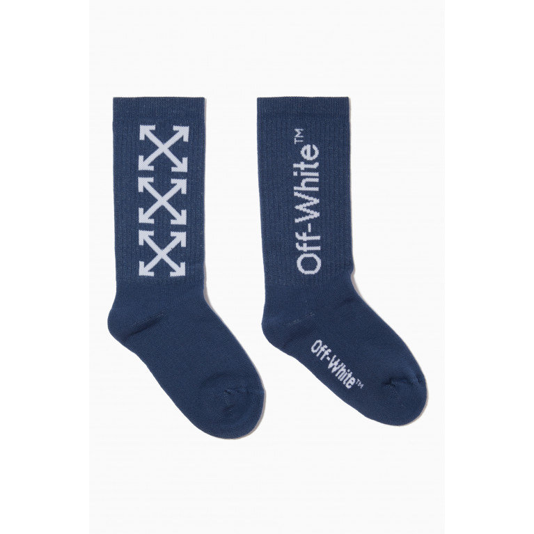 Off-White - Arrows Mid Length Socks in Cotton Blue