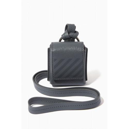 Off-White - Diagonal Stripe AirPods Case in Leather Grey