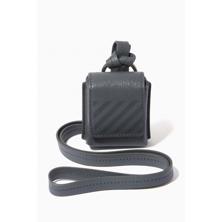 Off-White - Diagonal Stripe AirPods Case in Leather Grey