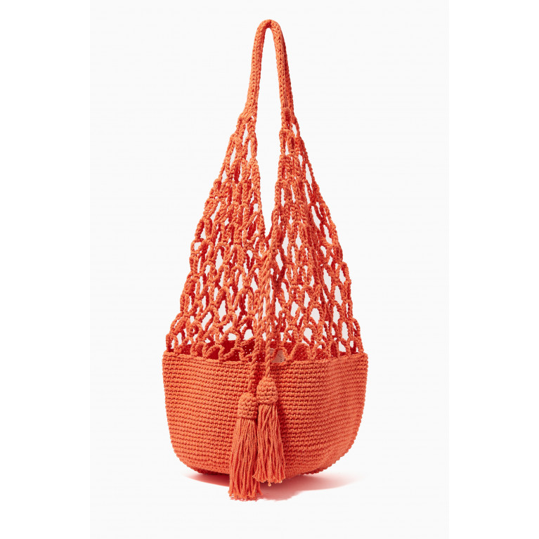 Cooperative Studio - Net Medium Tote Bag in Cotton Crochet Orange