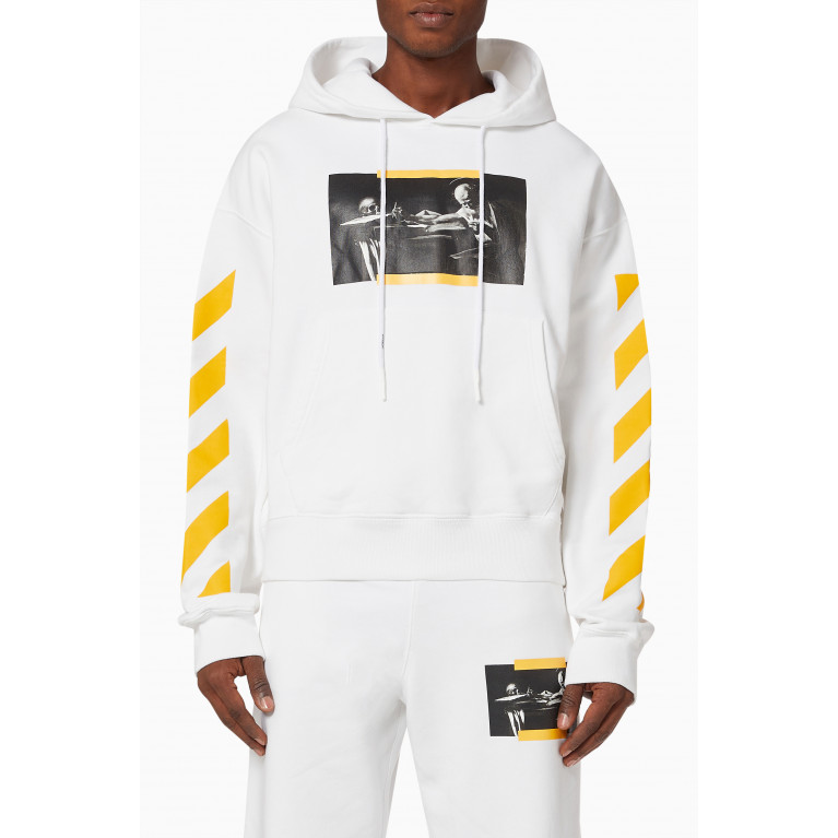 Off-White - Caravaggio Painting Oversized Hoodie in Cotton Jersey White