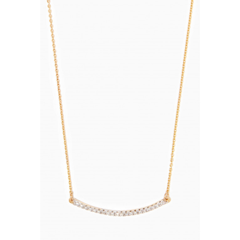 STONE AND STRAND - Tiny Pave Diamond Curve Bar Necklace in 10kt Yellow Gold