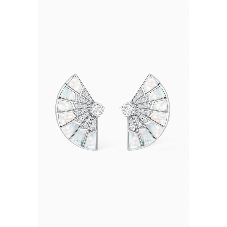 Garrard - Fanfare Symphony White Mother of Pearl Earrings with Diamonds in 18kt White Gold