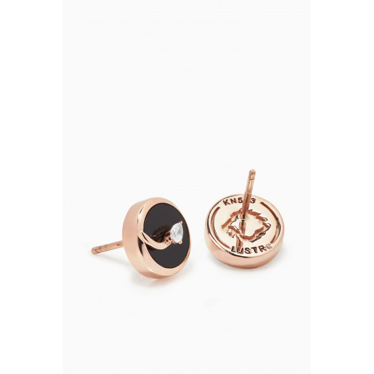 Lustro Jewellery - CODA di LEONE Earrings with Onyx & Diamonds in 18kt Rose Gold