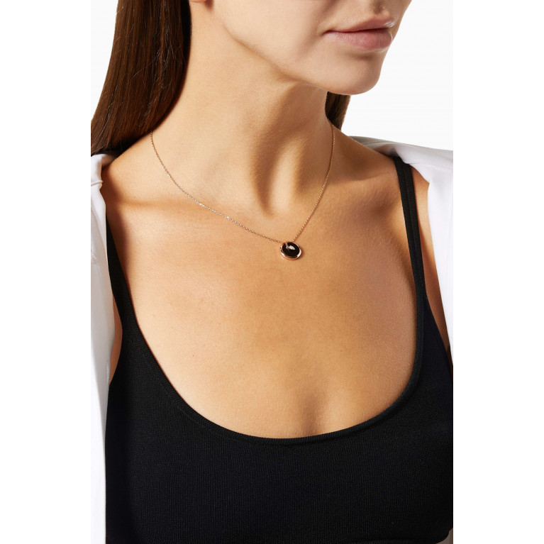 Lustro Jewellery - CODA di LEONE Necklace with Black Onyx & Diamond in 18kt Rose Gold, Small