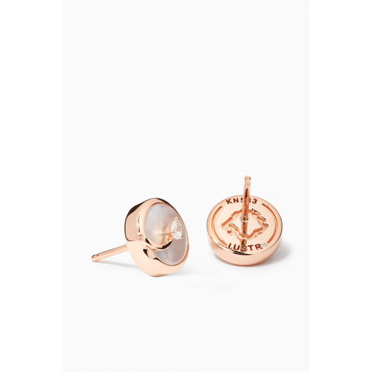 Lustro Jewellery - CODA di LEONE Earrings with Mother of Pearl & Diamonds in 18kt Rose Gold