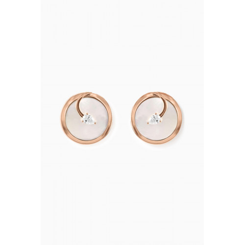 Lustro Jewellery - CODA di LEONE Earrings with Mother of Pearl & Diamonds in 18kt Rose Gold