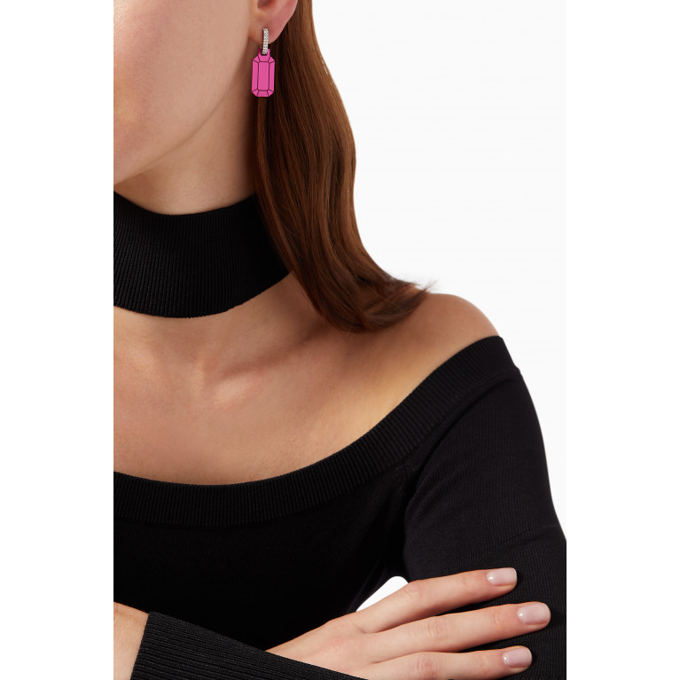 Eera - Small Single Tokyo Earring in 18kt White Gold & Silver Pink