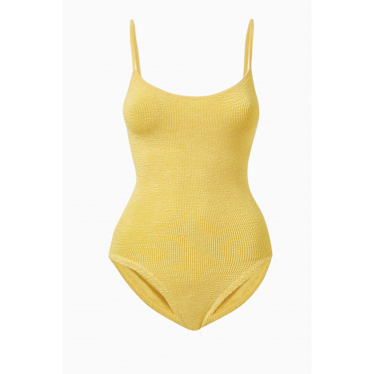 Hunza G - Pamela One-piece Swimsuit in Crinkle Nylon Blend Yellow