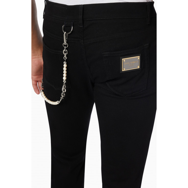 Dolce & Gabbana - Skinny Jeans with Chain in Stretch Denim