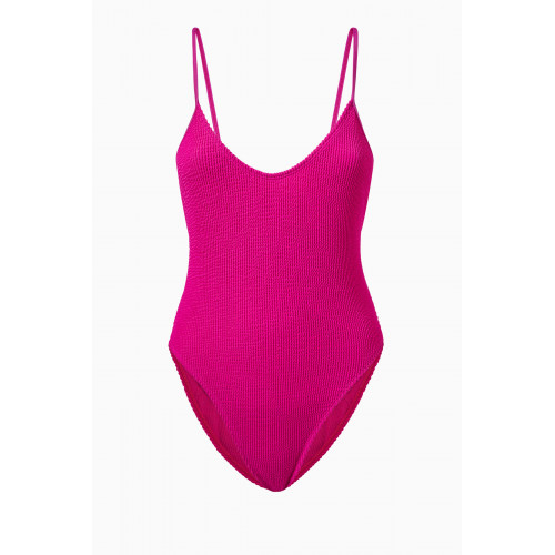 Good American - Always Fits Swimsuit in Crinkle Rib Knit Pink