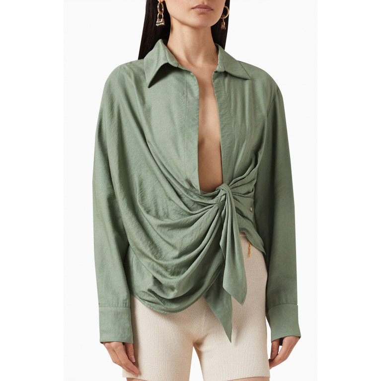 Jacquemus - La Chemise Bahia Shirt in Viscose Nylon Blend Green