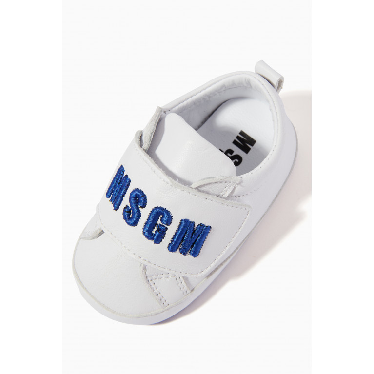 MSGM - Embroidered Logo Velcro Sneakers in Leather