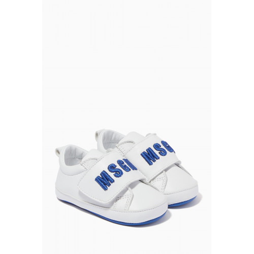 MSGM - Embroidered Logo Velcro Sneakers in Leather