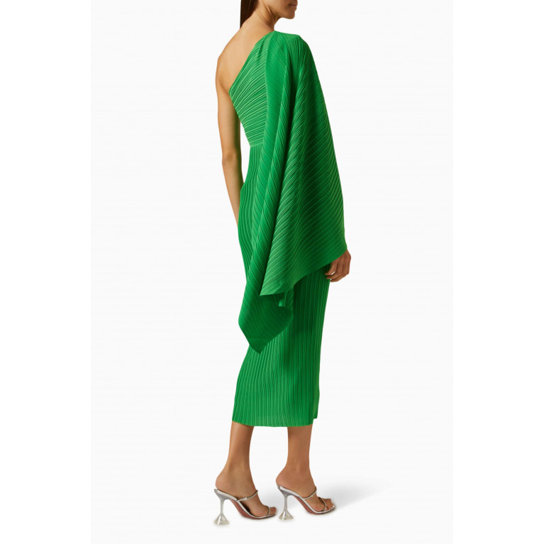 Solace London - The Lenna Midi Dress in Plissé Crepe Green