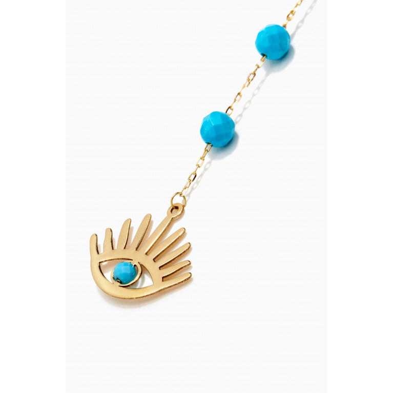 Le Petit Chato - Eye Y Necklace with Turquoise in 18kt Yellow Gold