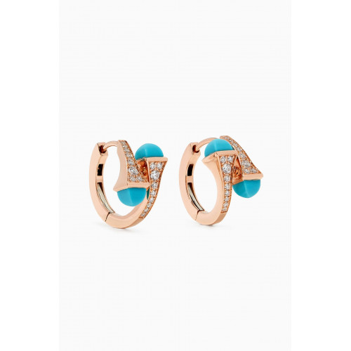 Marli - Cleo Turquoise Diamond Huggie Earrings in 18kt Rose Gold