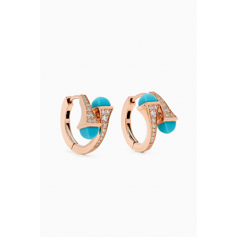Marli - Cleo Turquoise Diamond Huggie Earrings in 18kt Rose Gold