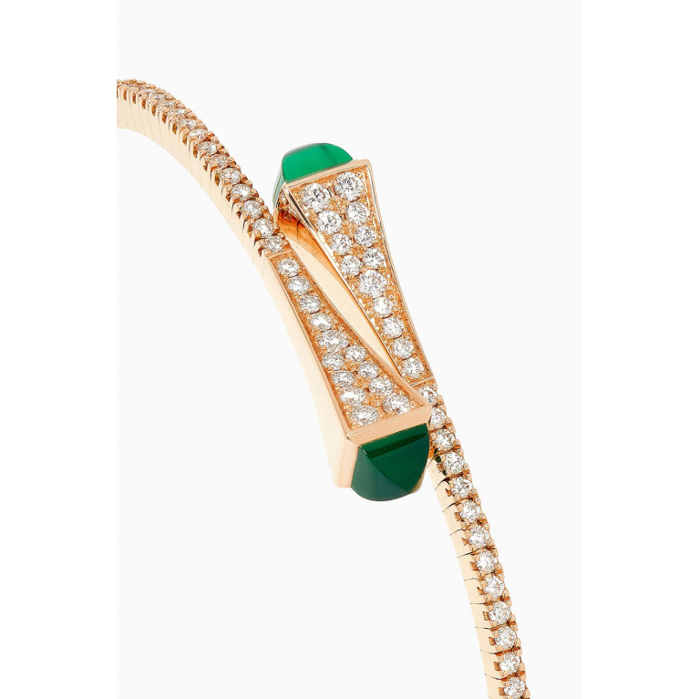 Marli - Cleo Diamond & Green Agate Slim Slip-on Bracelet in 18kt Gold