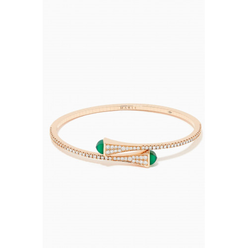 Marli - Cleo Diamond & Green Agate Slim Slip-on Bracelet in 18kt Gold