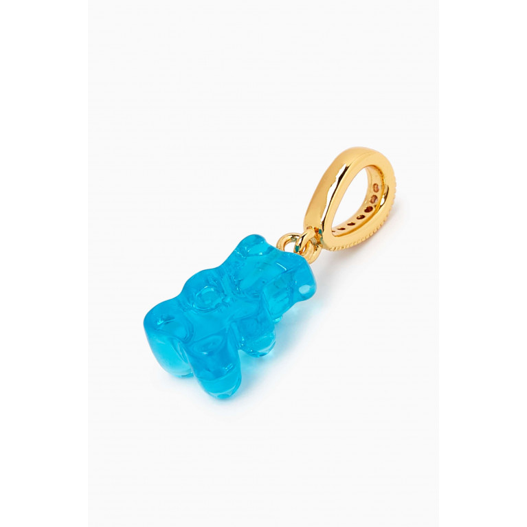 Crystal Haze - Nostalgia Bear Pendant in 18kt Gold Plating & Resin Blue