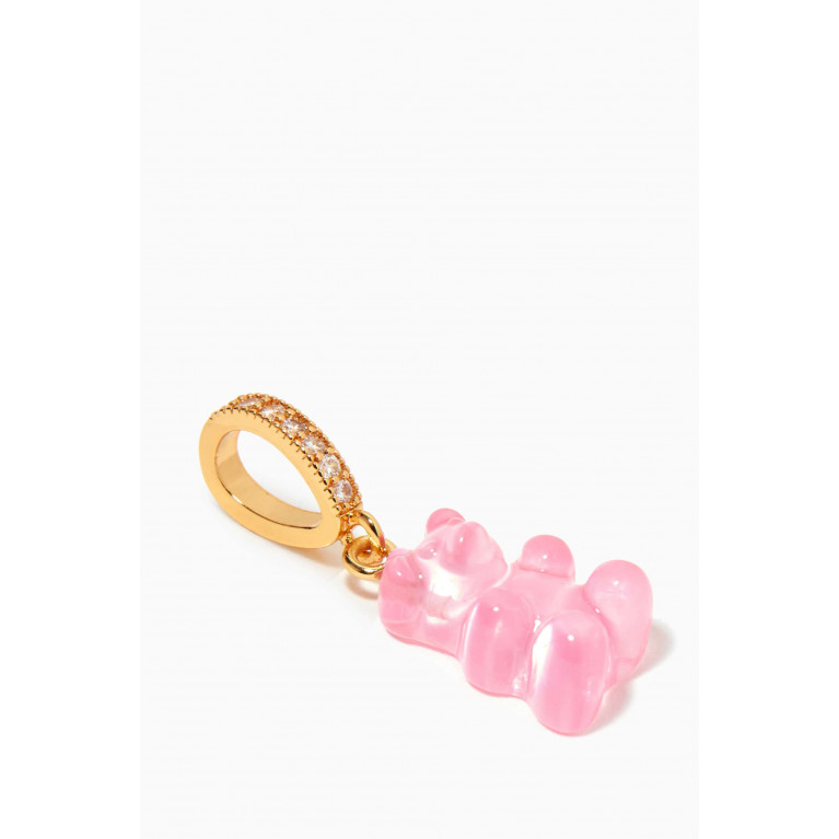 Crystal Haze - Nostalgia Bear Pendant in 18kt Gold Plating & Resin Pink