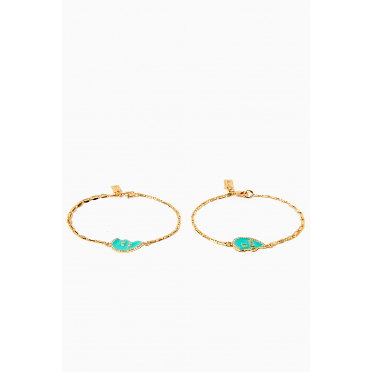 Crystal Haze - Best Friend Bracelet in 18kt Gold Plating, Set of 2 Blue