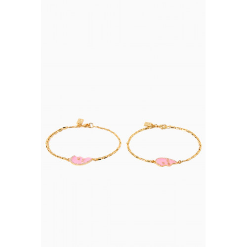 Crystal Haze - Crystal Haze - Bestfriend Bracelet in 18kt Gold Plating, Set of 2 Pink