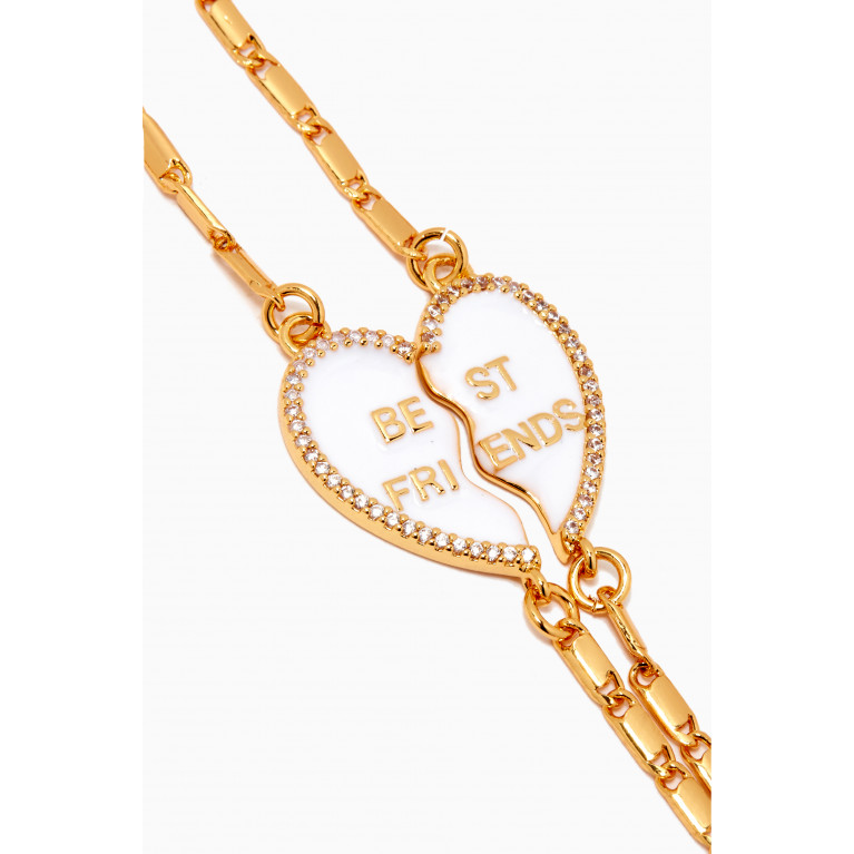 Crystal Haze - Best Friend Bracelet in 18kt Gold Plating, Set of 2 White