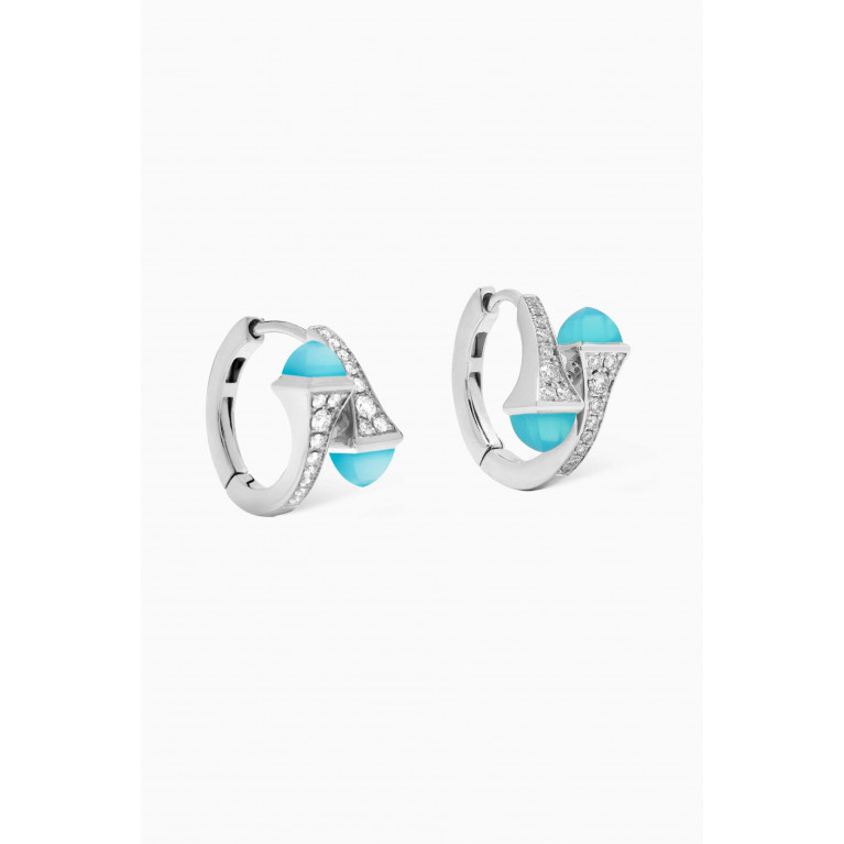 Marli - Cleo Diamond & Blue Chalcedony Earrings in 18kt White Gold
