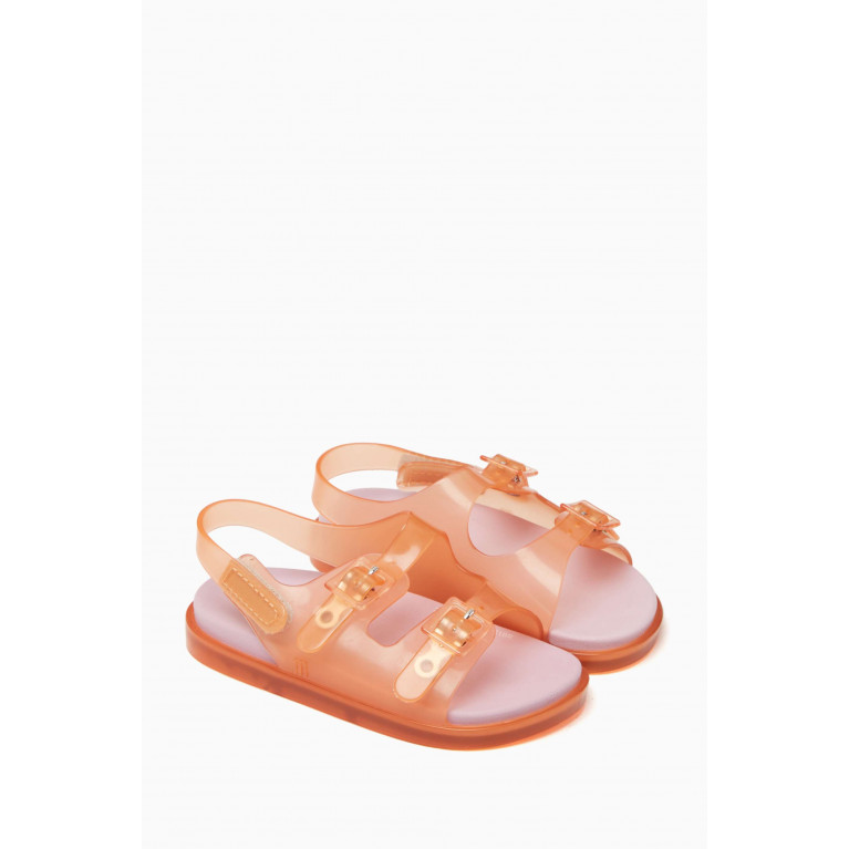 Mini Melissa - Wide Sandals in Rubber Orange