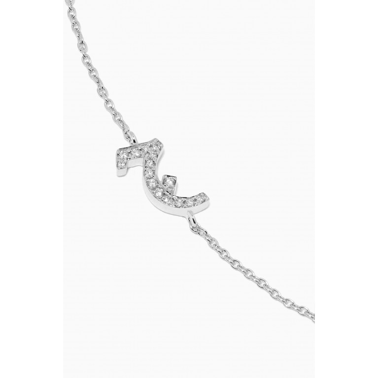 HIBA JABER - "J" Letter Bracelet with Diamonds in 18kt White Gold