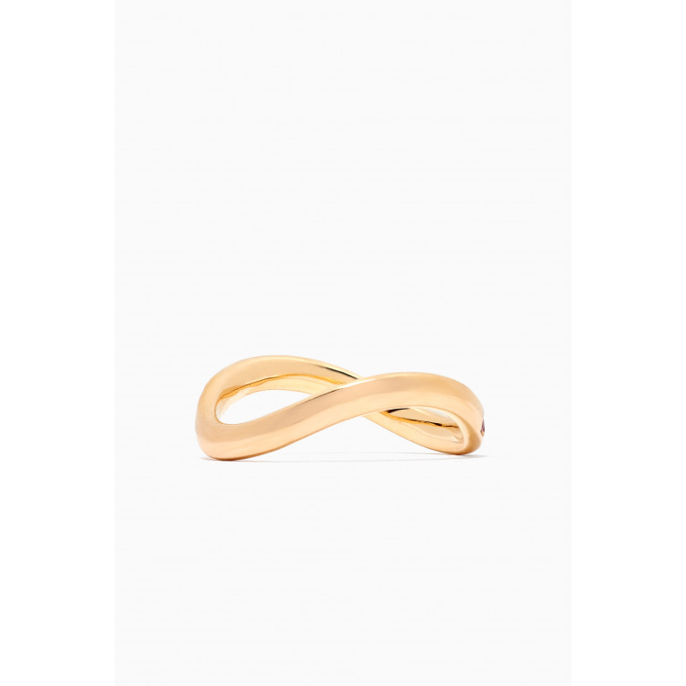 HIBA JABER - Infinity Band Ring with Diamonds in 18kt Yellow Gold