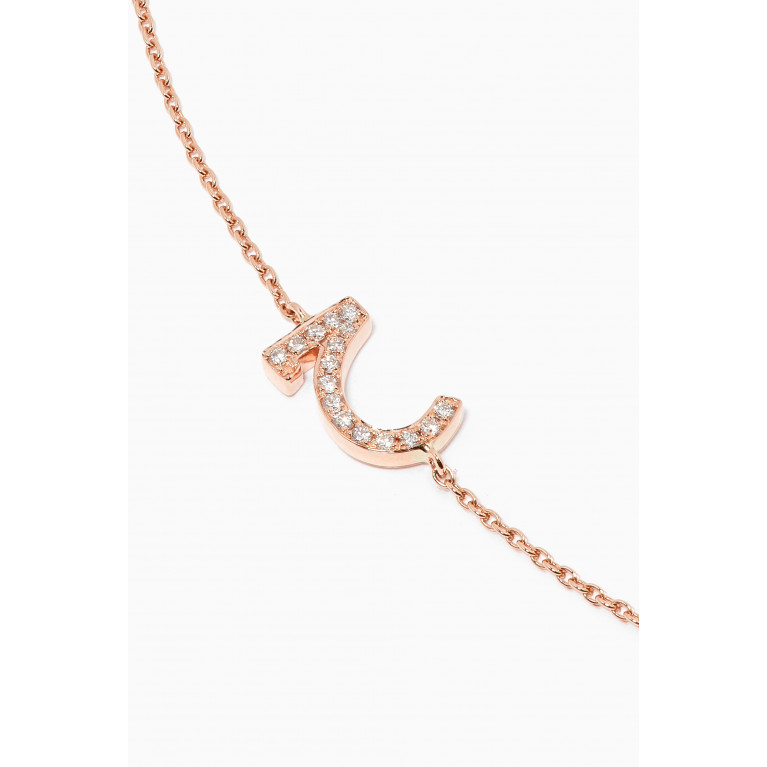 HIBA JABER - "H" Letter Bracelet with Diamonds in 18kt Rose Gold
