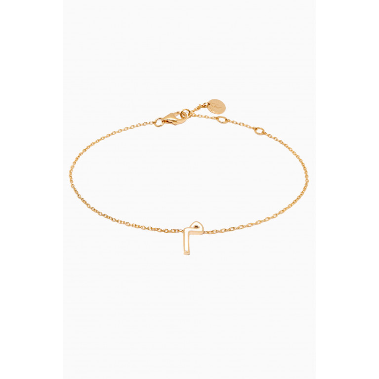 HIBA JABER - "M" Letter Bracelet with Enamel in 18kt Yellow Gold