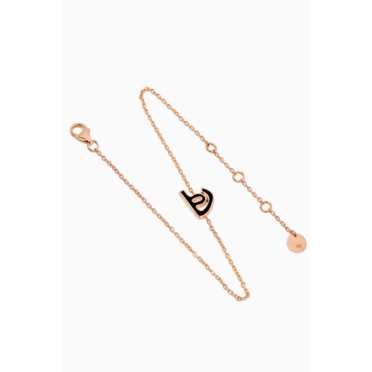 HIBA JABER - "Ha" Letter Bracelet with Enamel in 18kt Rose Gold