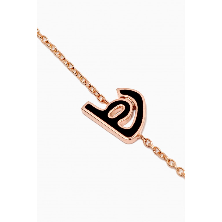 HIBA JABER - "Ha" Letter Bracelet with Enamel in 18kt Rose Gold