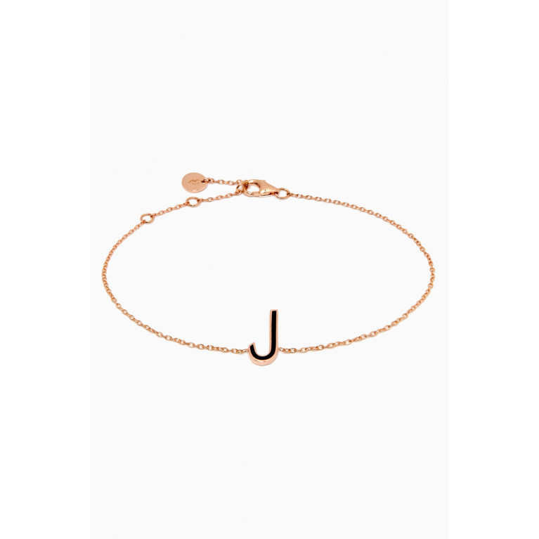 HIBA JABER - "L" Letter Bracelet with Enamel in 18kt Rose Gold
