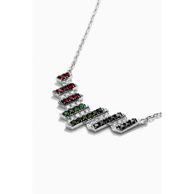 The Golden Collection - UAE Necklace with Mix Gems in 18kt White Gold