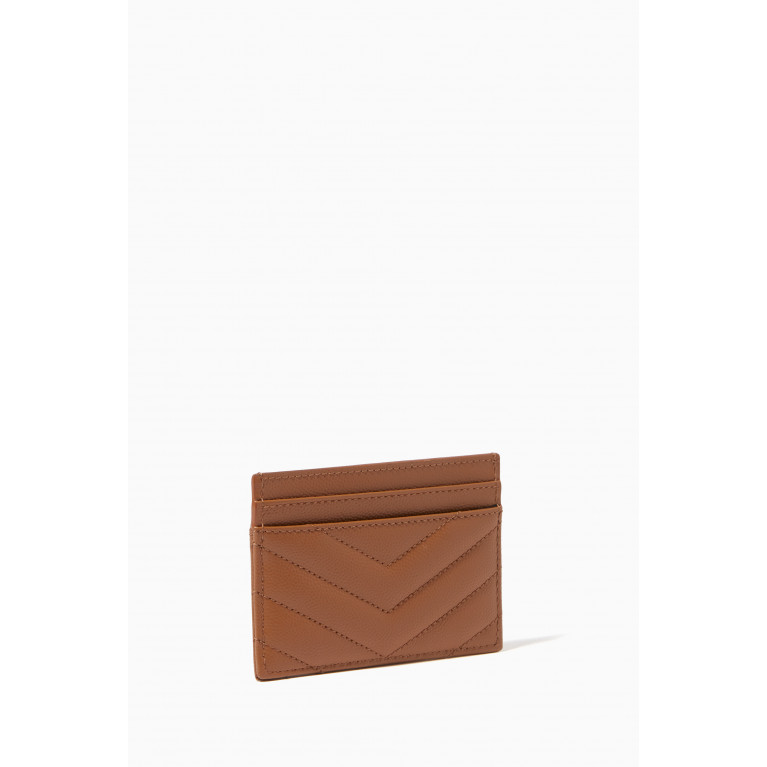 Saint Laurent - Cassandre Card Case in Matelassé Leather Brown