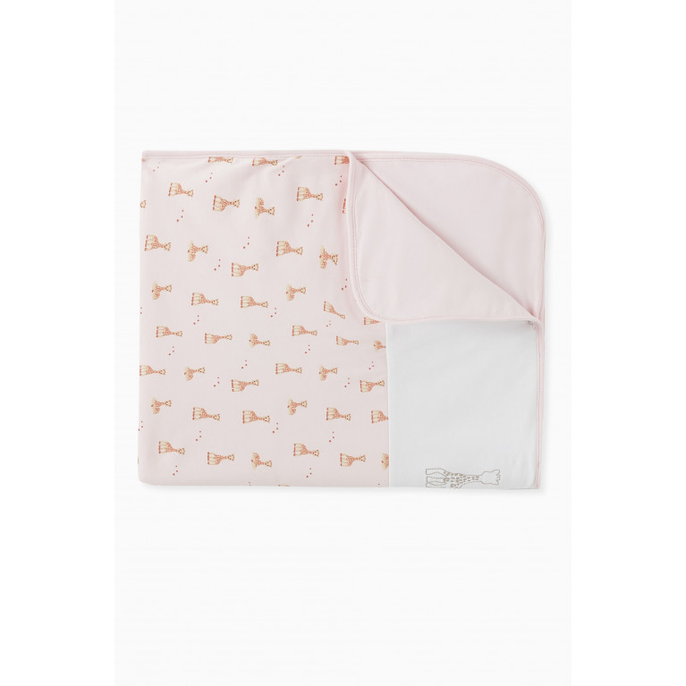 Sophie La Girafe - Giraffe Print Blanket in Cotton Pink